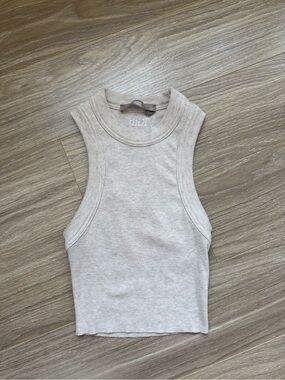 KITH Women’s Crop Tank Top Embroidered Logo Heather Oatmeal Sz XS
